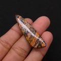 Polished leopard skin jasper irregular stone pendant with natural spotted pattern - 13x45mm / Leopard Spots (Orange/Brown/Black)