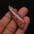 Natural long teardrop imperial stone pendant with unique reddish brown marbled texture - 13x45mm / Red-Brown/Yellow/Dark Purple Mottled