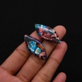 Pendentif en pierre impériale en forme de losange coloré pour bijoux artisanaux - Patchwork Bleu-Violet et Ocre (N° 24)