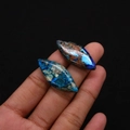 Pendentifs losange en pierre naturelle bleue pour création de bijoux DIY à la main - Texture Bleu Brillant et Café (N° 25)