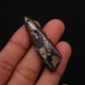 Irregular natural imperial stone prism pendant with multicolor mosaic textures - 13x45mm / Black/White/Brown Patchwork