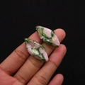 Pendentifs losanges en pierre d'empereur rose et vert avec veines dorées pour bijoux - Maille Rose et Verte (N° 29)