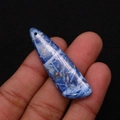 Irregular sodalite natural stone pendant in deep blue and white with polished finish - 13x45mm / Blue and White Mottled