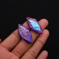 Pendentifs en pierre marbrée violette et bleue polis pour bijoux faits maison - Texture Patchwork Violet et Bleu (N° 31)