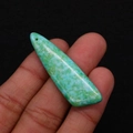 Green and white mottled natural stone teardrop pendant held by hand for jewelry DIY - 13x45mm / Green and White Mottled