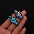 Pendentif marquise en pierre impériale bleue avec texture naturelle pour bijoux DIY - Bleu foncé, bleu cyan, brun rougeâtre (N° 33)