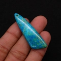 Handheld irregular blue turquoise pendant with polished texture and pre-drilled hole - 13x45mm / Cyan and Green Mottled