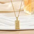 Collier plaqué or 18 carats avec pendentif en forme de lingot d'or et gravure fine - Style Texturé Mat(XL02450)