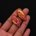 Pendentifs losange en pierre d'empereur rouge et jaune avec textures craquelées - Texture mélangée rouge et jaune (N° 36)