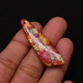 Irregular imperial stone pendant with vibrant multi-color mosaic patterns for DIY jewelry - 13x45mm / Red/Purple/Orange/Yellow Blocks