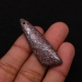 Deep red irregular natural imperial stone pendant with grey mineral textures for DIY jewelry - 13x45mm / Dark Red/Gray/Blue Mottled