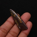 Irregular long teardrop natural stone pendant with brown and yellow ocean jasper patterns - 13x45mm / Brown/Yellow/Green Mottled