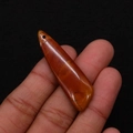 Brown-red irregular cone-shaped emperor stone pendant with single hole for jewelry DIY - 13x45mm / Brown-Red Natural Texture
