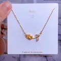 Collier tulipe dorée élégant avec cristal jaune et diamants pavés sur la chaîne - Style Tulipe Goutte d'eau Jaune (YJX003)