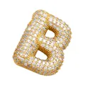 Bubble letter B pendant in 18K gold plated brass with micro-pave cubic zirconia - Letter B
