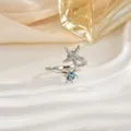 Detail view of cz starfish and blue enamel sea turtle ring on elegant white wavy tray - Sea Turtle Starfish Style (69)