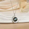 Elegante zilveren maan hanger ketting met sterrenstelsel inleg en zirkonia voor dames - Helder Zilveren Nevel Stijl (XL0633A)