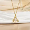 Elegant gold titanium steel necklace with a fan-shaped sparkling diamond heart pendant - Minimalist Fan Style (灵动系列65) / Gold