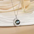 Zilveren maan en sterrenstelsel hanger ketting met hemelse nevel bol in klassieke ketting - Blauw Paarse Nevel Bal Stijl (XL0636A)