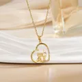 Goldene Herz-Elefanten-Halskette mit rosa Kristall und Love You Forever Gravur - Gold Herz Elefant (XL1072)