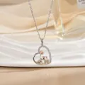 Herz-Halskette mit Elefanten-Anhänger in Silber und Roségold, ideales Muttertagsgeschenk - Zweifarbiger Herz Elefant (XL1073GB)