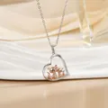 S925 Silber Herz Halskette mit roségoldenen Füchsen und funkelnden weißen Kristallen - Silber Herz Fuchs (XL1075GA)