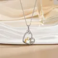 Elegante Herzkette mit Gold- und Silberelefanten und Forever Love Gravur für Damen - Silber Herz Elefant Blume (XL1076GB)