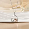 Silberne Herz-Halskette mit Roségold-Elefantenanhänger und funkelnden Zirkon-Akzenten - Silber Herz Elefant (XL1079GA)