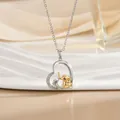Elegante Herz-Elefanten-Halskette mit gold-silbernen Elefanten auf Seidenhintergrund - Silber Herzform Elefant (XL1079GB)