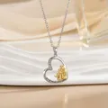 Zweifarbige Herz-Halskette aus Edelstahl mit Keep me in Your heart Gravur und Zirkonia - Silber Herz Umarmung (XL1080GA)
