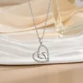Silver heart pendant necklace with baby footprints and crystals for Mother's Day - Baby Footprints (XL1081G)
