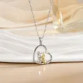 Detail of heart necklace with Always my mother forever my friend engraving and crystals - Embracing Figures-Two Tone (XL1082GA)
