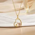 Detailaufnahme der Herz-Elefant-Halskette mit Roségold und funkelnden Zirkonia-Akzenten - Gold Doppel Elefant Herz (XL1079)