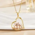 Herzförmige Fuchs-Halskette mit Roségold-Finish und funkelnden Zirkonia-Steinen - Gold Herz Fuchs (XL1075)