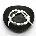 Flat round white natural freshwater shell beads for DIY jewelry making accessories - Oval