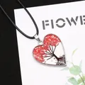 Detailed heart-shaped tree of life pendant with red natural stone chips and silver trim - 30x34mm / Red Crushed Stone (No. 13)