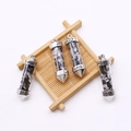 Cylinder crystal pendant with black white natural stones and silver Love cap - Black Rutilated Quartz