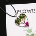 Handmade Tree of Life heart pendant necklace with green stones and silver wire - 30x34mm / Green Crushed Stone (No. 5)
