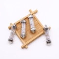 Set of four silver bullet pendants with purple crystals and Love heart engraving - Agate