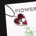 Tree of Life heart pendant with colorful crushed stones and black woven cord necklace - 30x34mm / Red/Black/Purple Crushed Stone (No. 8)