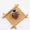Raw pink crystal pendant with gold wire wrap and square black gem accent for DIY jewelry - Pink Purple Ore Style (No. 1) / 30-50mm, 30-40g