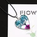 Tree of Life heart pendant with blue crystals and rose red beads on black cord necklace - 30x34mm / Apatite