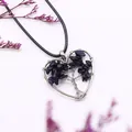 Ciondolo a cuore albero della vita in argento con pietra blu e cordoncino nero - pietra blu