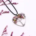 Ciondolo a cuore albero della vita con pietre naturali e filo d'argento avvolto - Tormalina