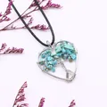 Pendente cuore albero della vita in filo d'argento con pietre naturali turchesi - Turchese blu