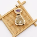 Unregelmäßiger Amethyst- und Citrin-Anhänger mit vergoldetem Rand für DIY-Schmuck - Lila/Gelber Stil (Nr. 3)
