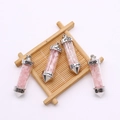 Roze kwartssteen kogel hanger met Love gravure en hartontwerp voor DIY sieraden accessoires - Rozenkwarts