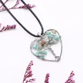 Ciondolo Albero della Vita a forma di cuore fatto a mano con pietre blu e cordino - Amazonite