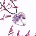 Collana con ciondolo a cuore Albero della Vita in ametista con filo d'argento e cordino - Ametista