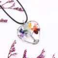 Ciondolo cuore albero della vita con pietre naturali e filo d'argento intrecciato - Colorato